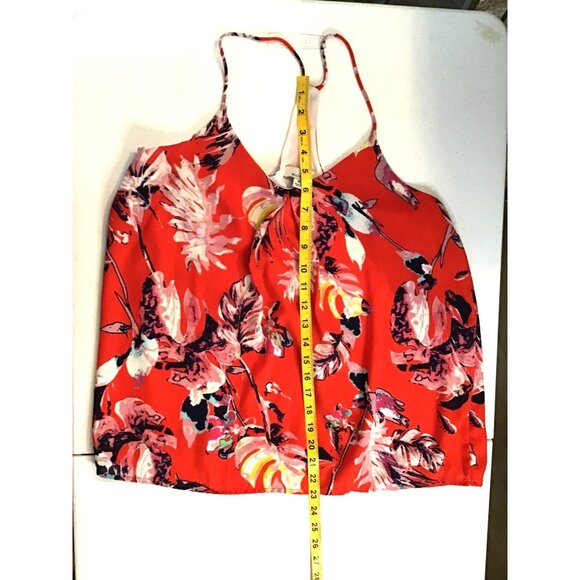 ALLISON JOY- WOMENS RED FLORAL FLOWY BLOUSE PULL-OVER FULLY LINED SIZE MEDIUM - Picture 5 of 6